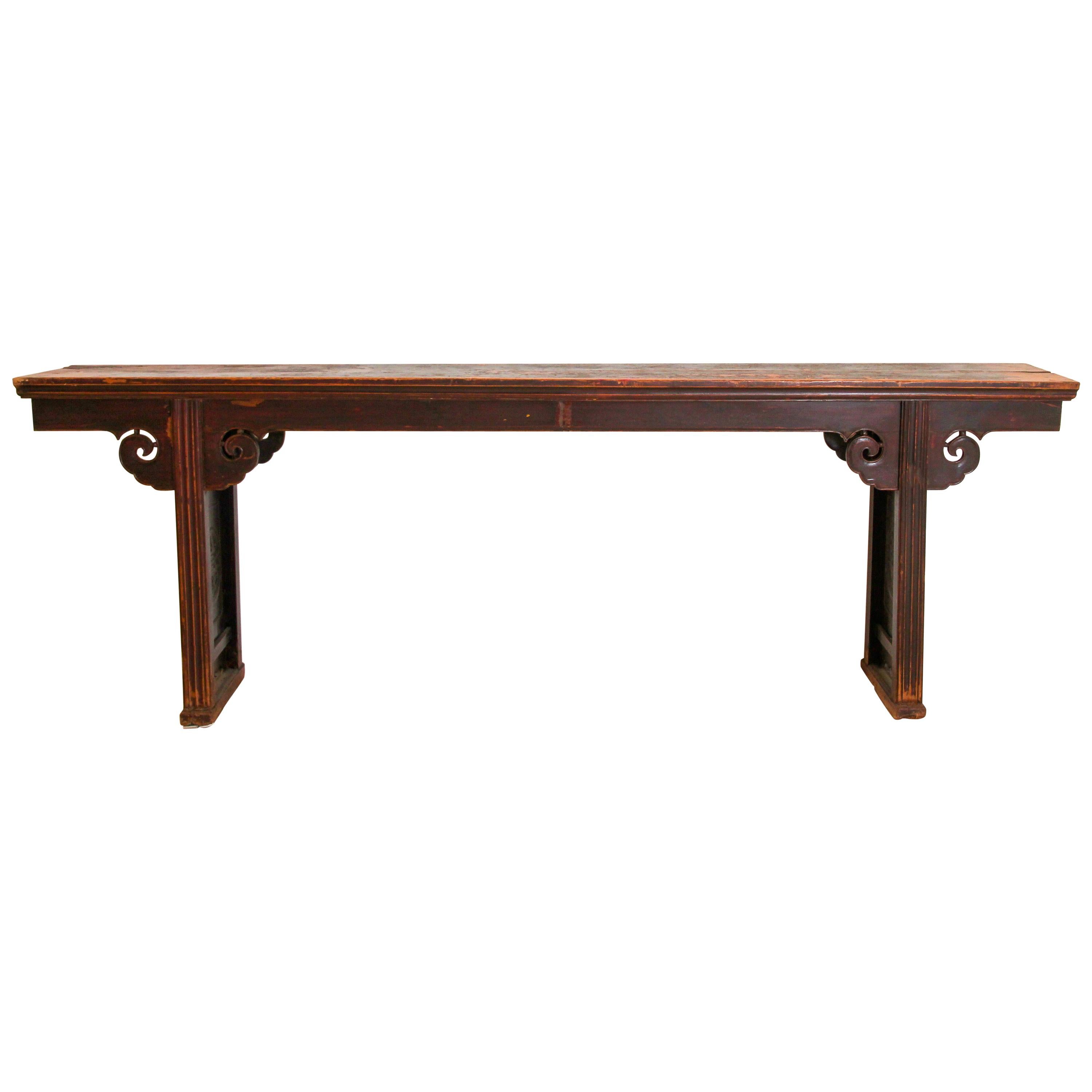 Chinois  Elm Altar Large Console Table