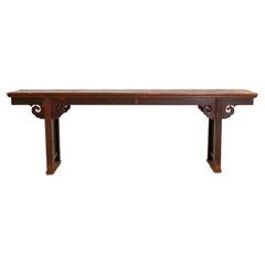 19th-Century Chinese Qing Dynasty Elmwood Altar Console Table, Shanxi, 107 In.