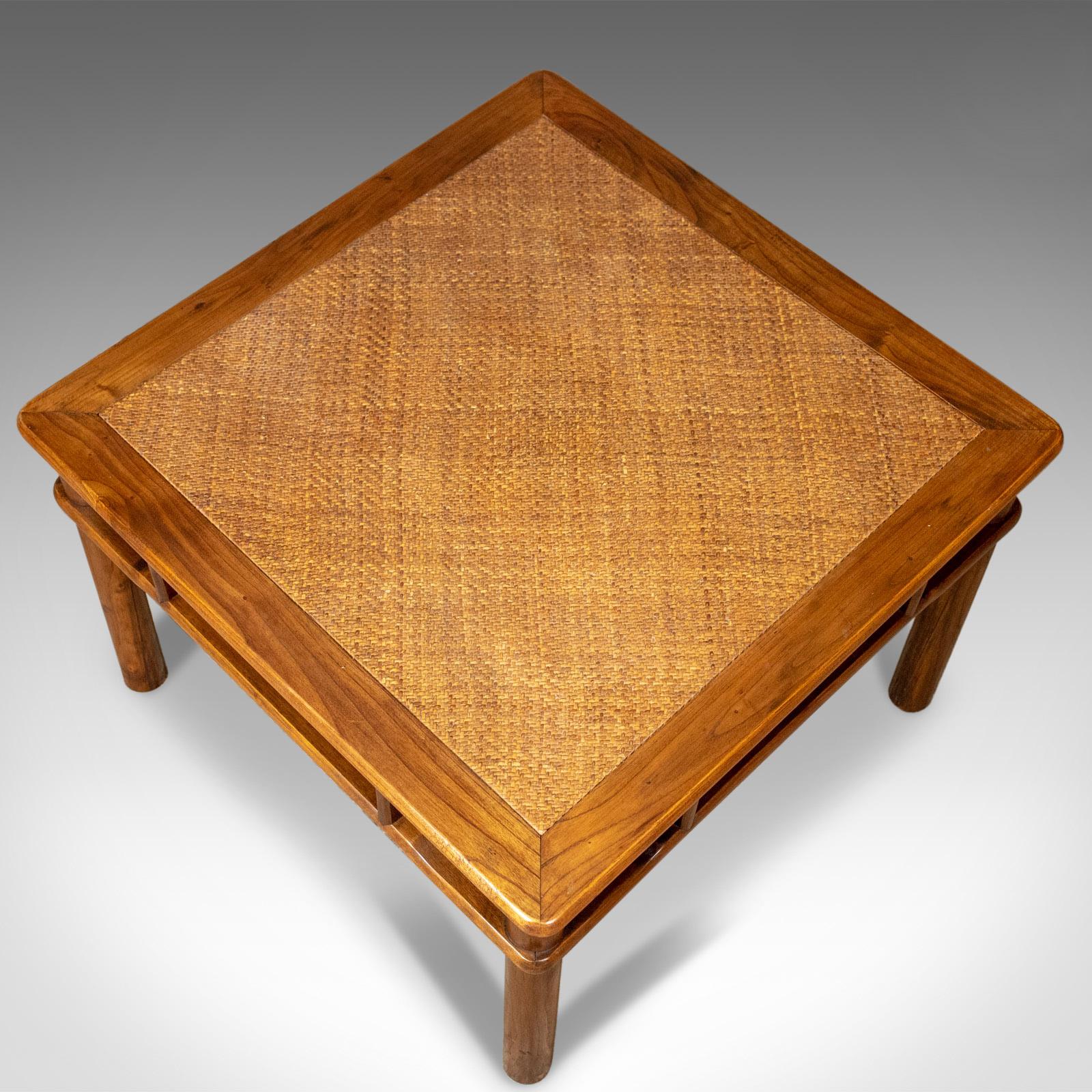 Chinese Export Chinese Elm and Rattan Coffee Table, Side, Lamp, Late 20th Century For Sale