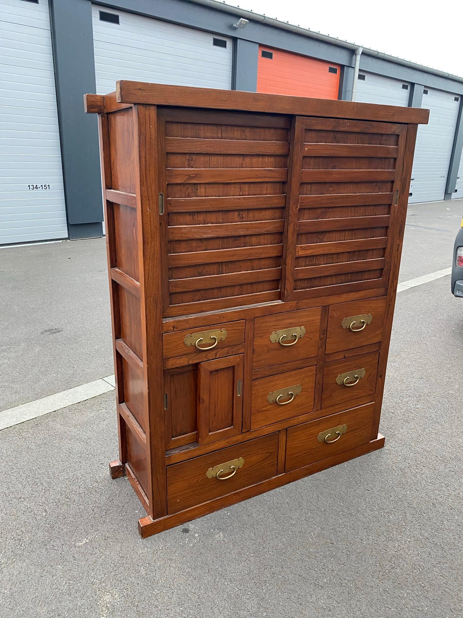Asian Chinese Elm Cabinet, circa 1930 For Sale