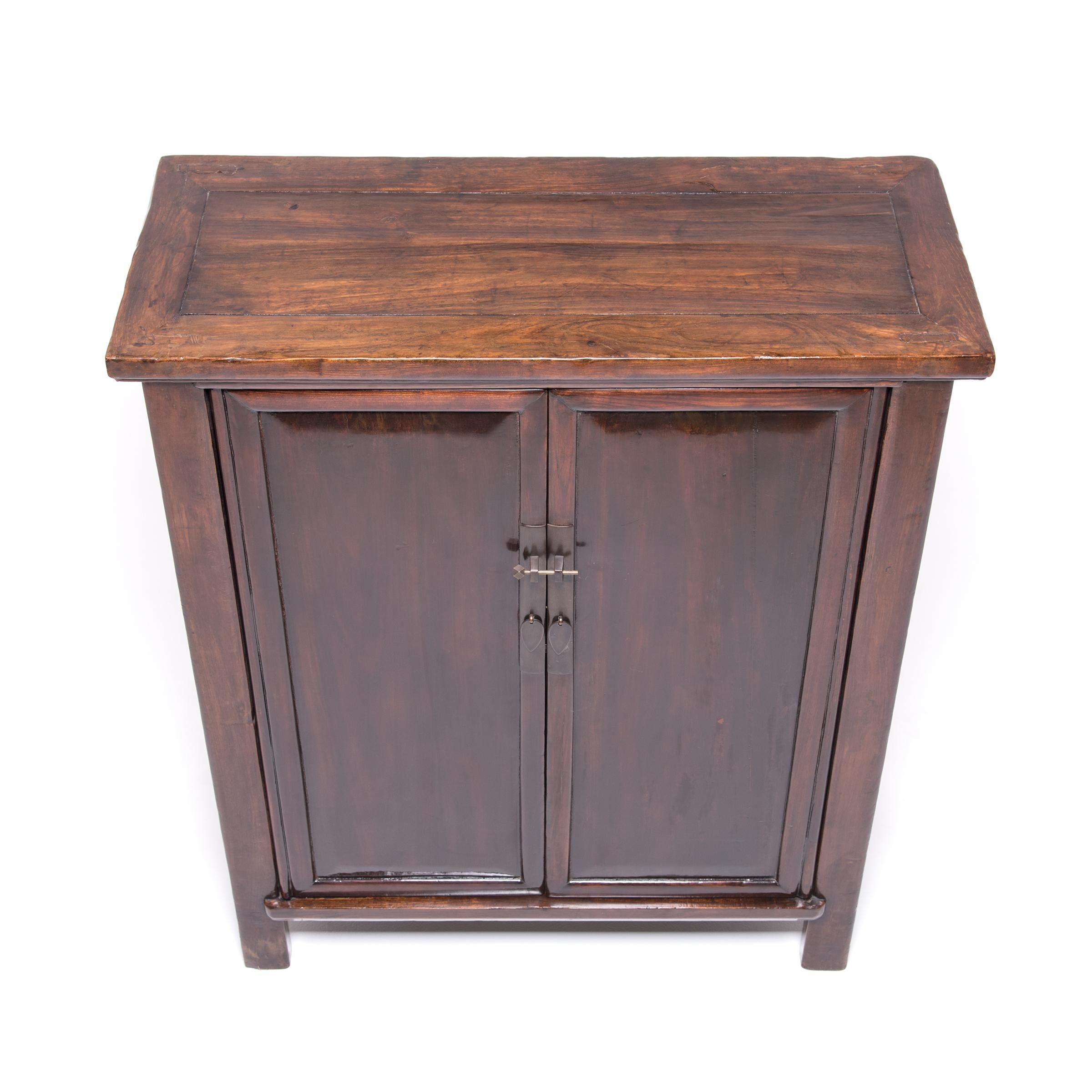 Brass Chinese Elm Two-Door Cabinet