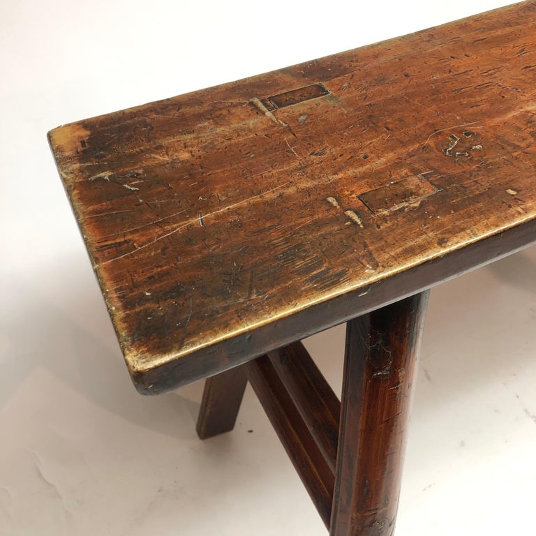 Chinese Elm Wood Bench at 1stDibs