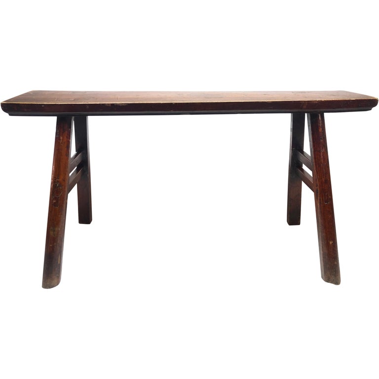 Chinese Elm Wood Bench at 1stDibs