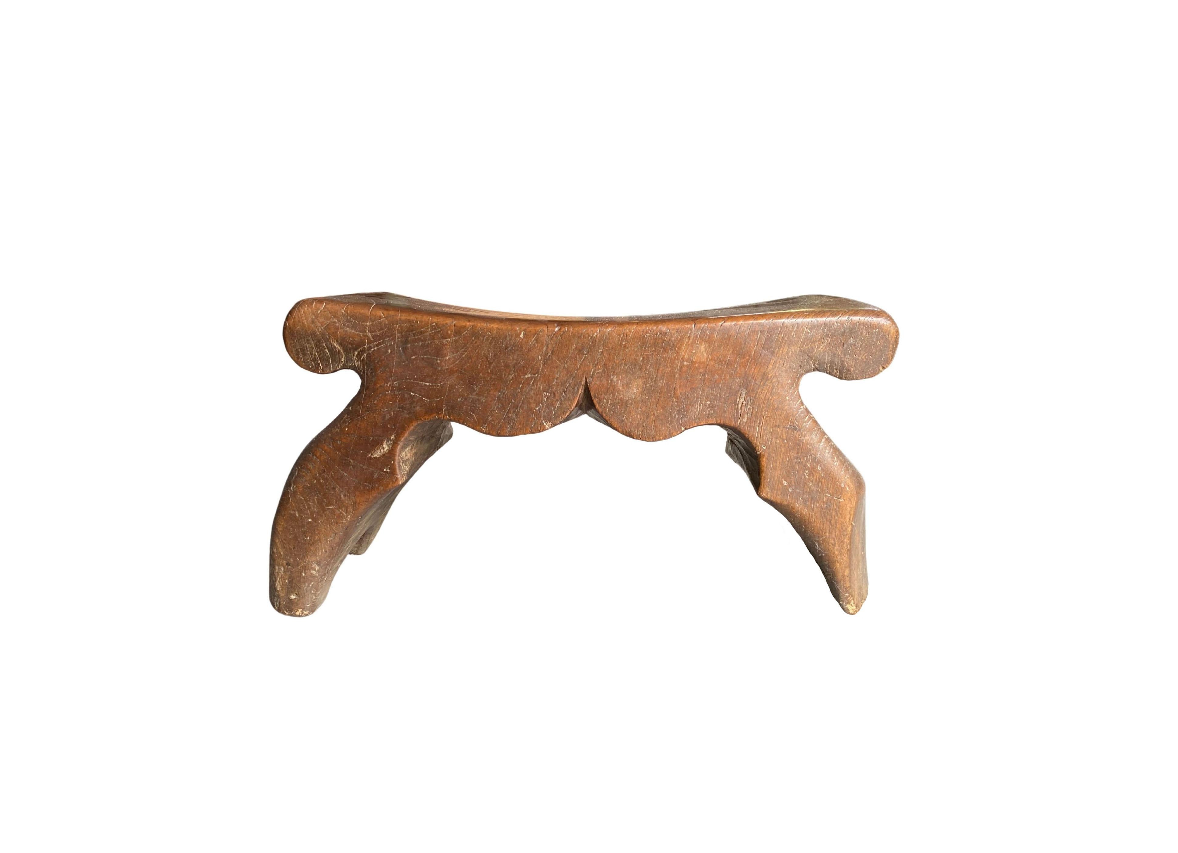 Hand-Carved Chinese Elm Wood Headrest with Subtle Engravings from Early 20th Century For Sale