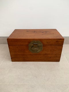 Chinese Elmwood Blanket Chest with Original Brass Fittings, Early 20th Century