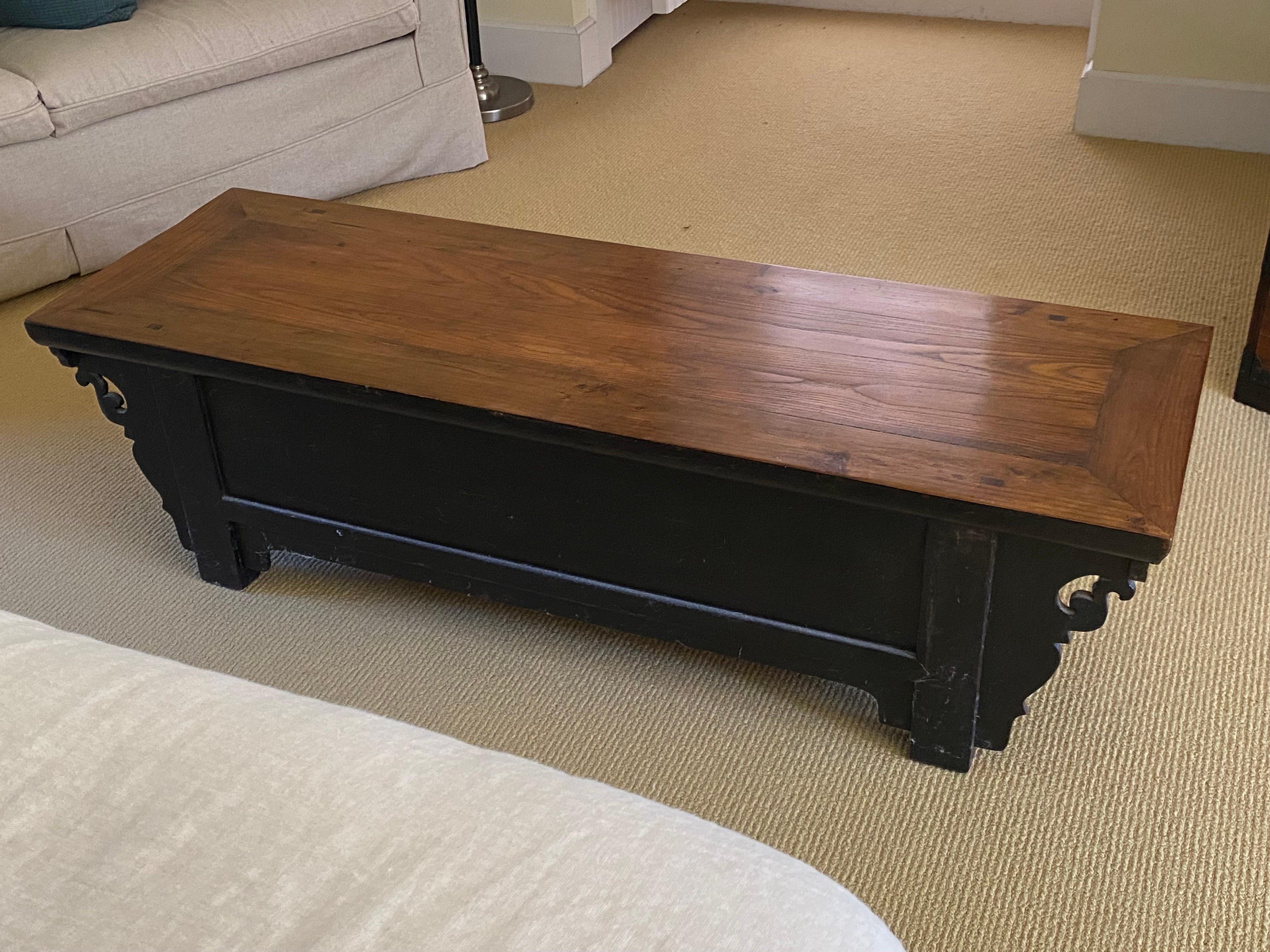 Chinese Elmwood Seven Drawer Low Altar Coffee Table For Sale 2