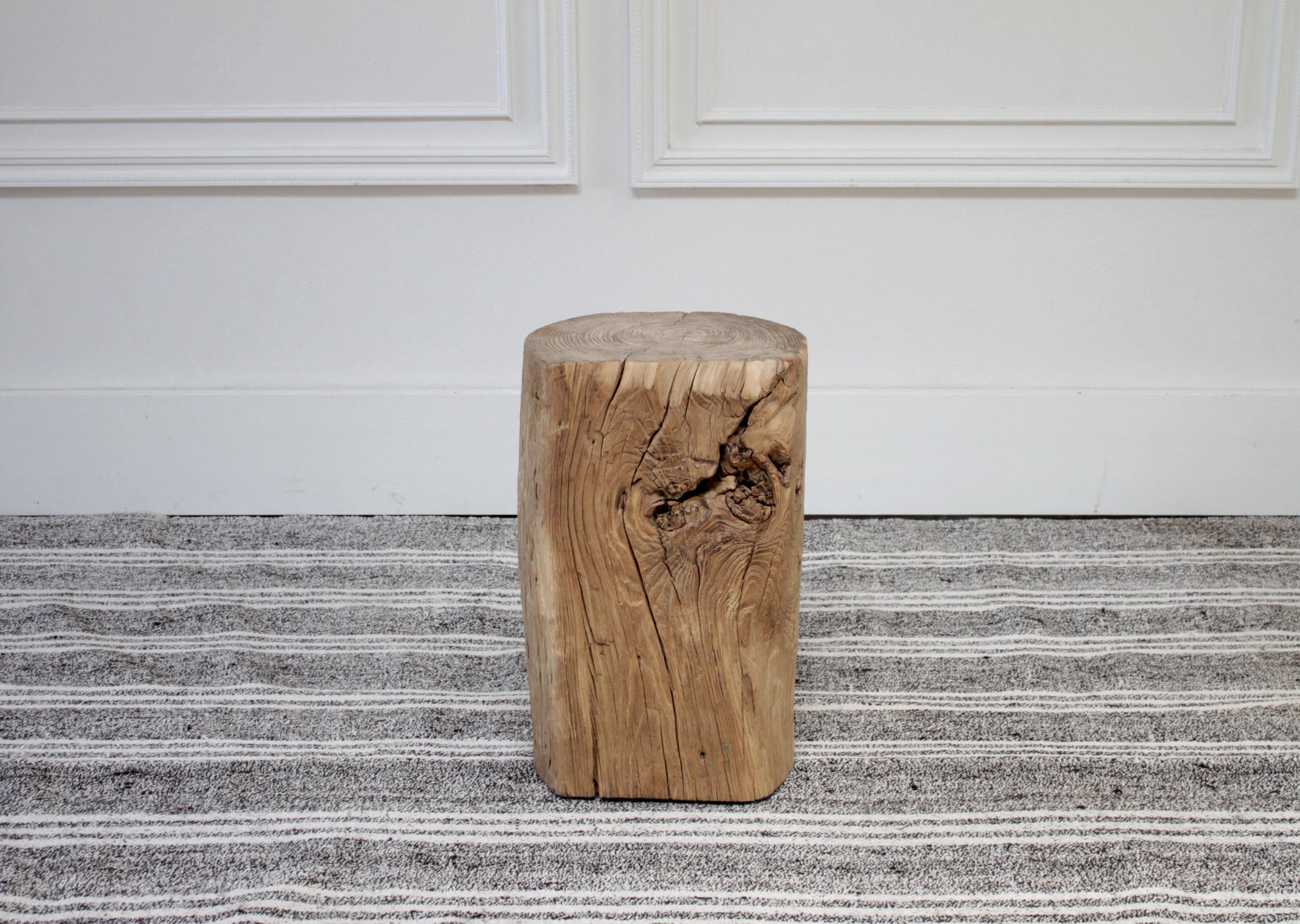 Contemporary Chinese Elmwood Side Table or Stool