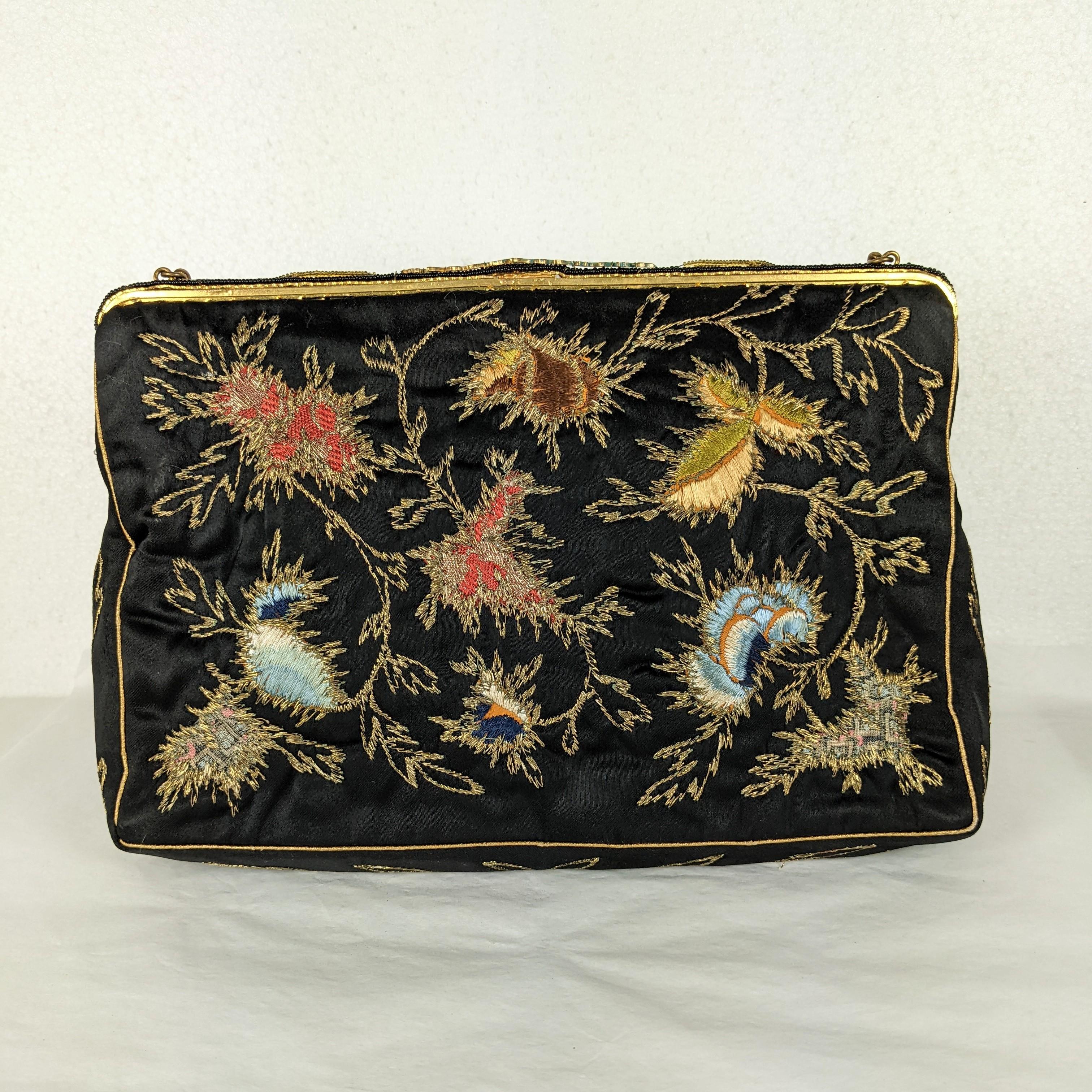 Black Chinese Embroidered Evening Bag, UK For Sale