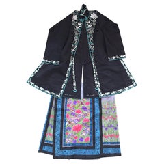 Chinese Embroidered Qing Dynasty Robe and Skirt