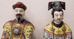 Chinese Emperor and Empress Large Scale Porcelain Figures
