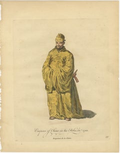 Chinese Emperor in Imperial Robes, Antique Costume Print, Jefferys 1749