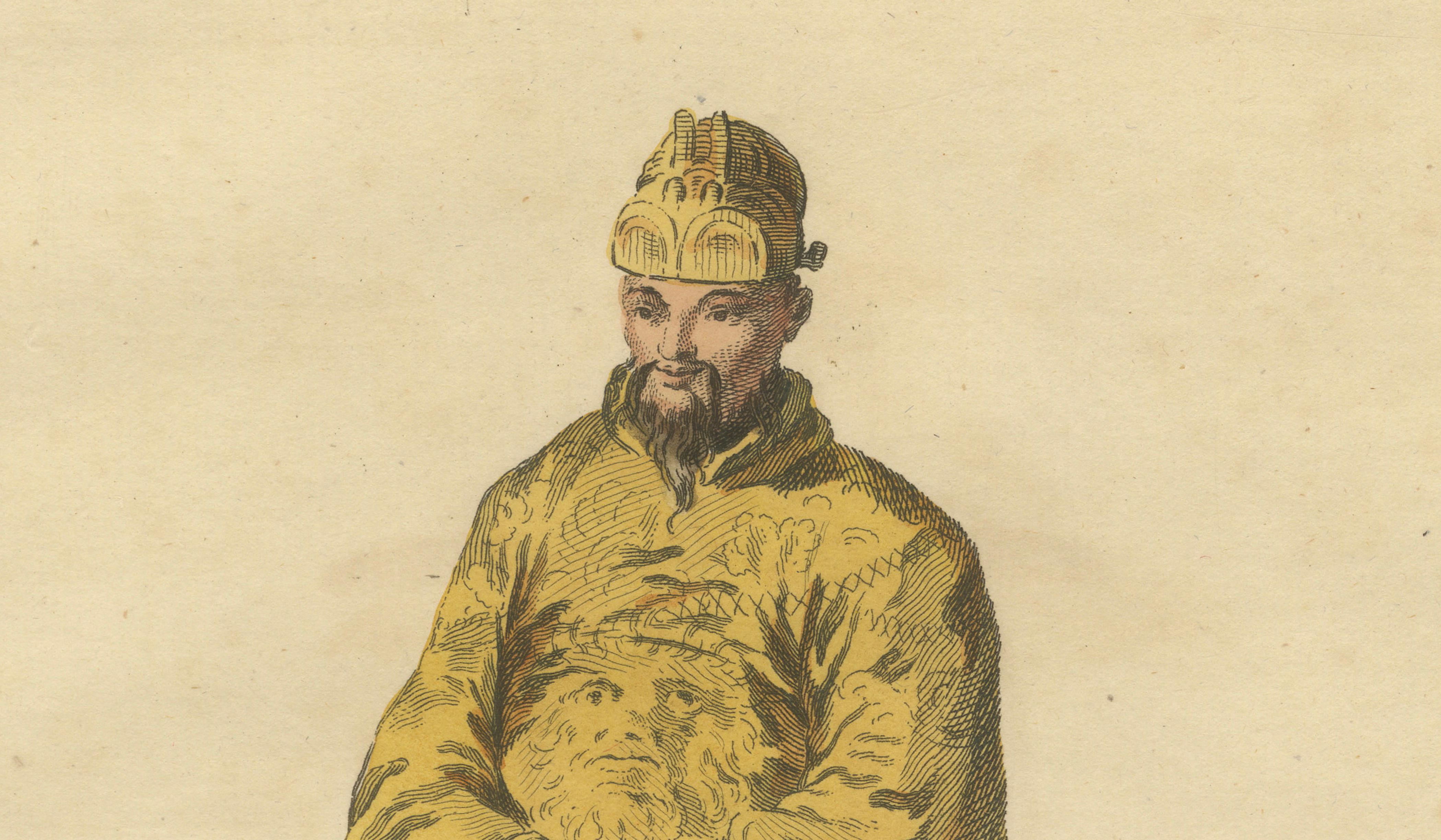 Chinese Emperor in Imperial Robes, Antique Costume Print, Jefferys 1749