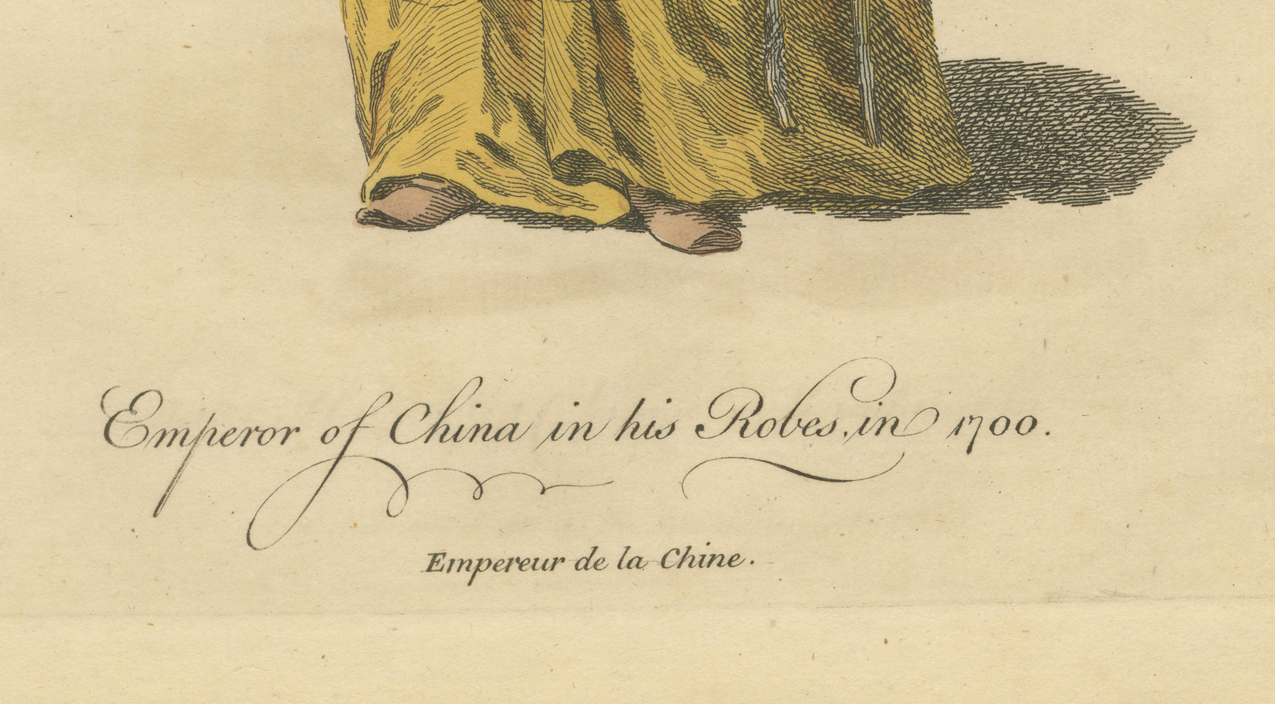 Chinese Emperor in Imperial Robes, Antique Costume Print, Jefferys 1749