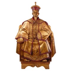 Chinese Emperor on Throne Wall Art Sculpture by Pezzella, 1960s