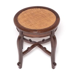 "En Pointe" Round Stool with Cane Seat, circa 1900