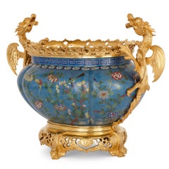 Chinese Enamel and French Gilt Bronze Chinoiserie Jardinière