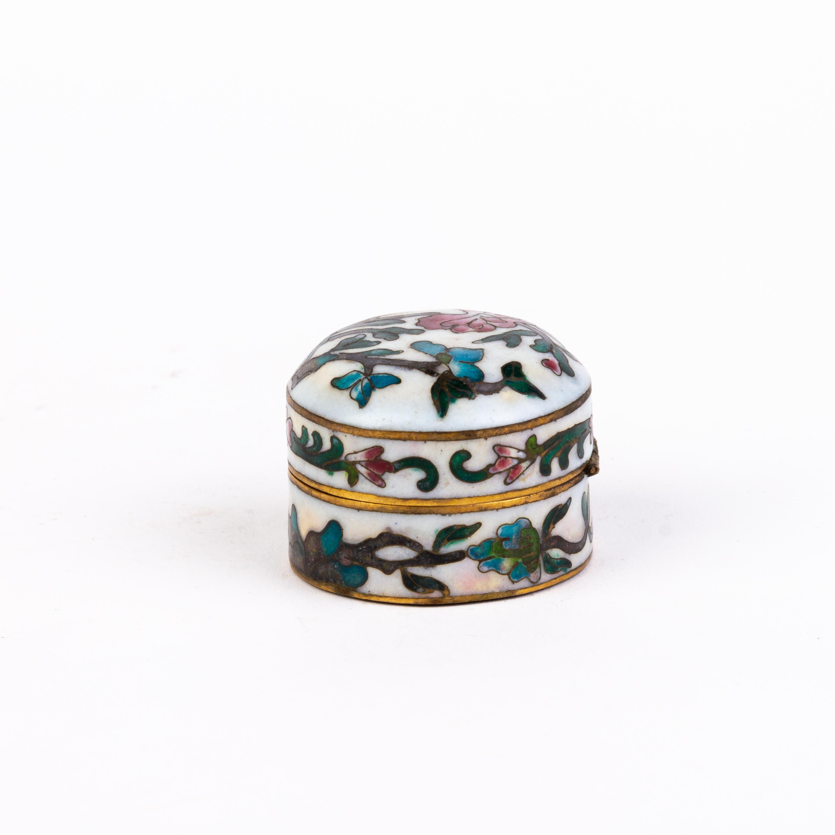 Chinese Enamel Cloisonne Blossoms Snuff Trinket Box 19th Century In Good Condition For Sale In Nottingham, GB