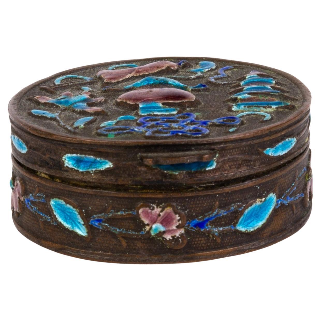 Chinese Enamel Cloisonne Snuff Trinket Box 19th Century For Sale