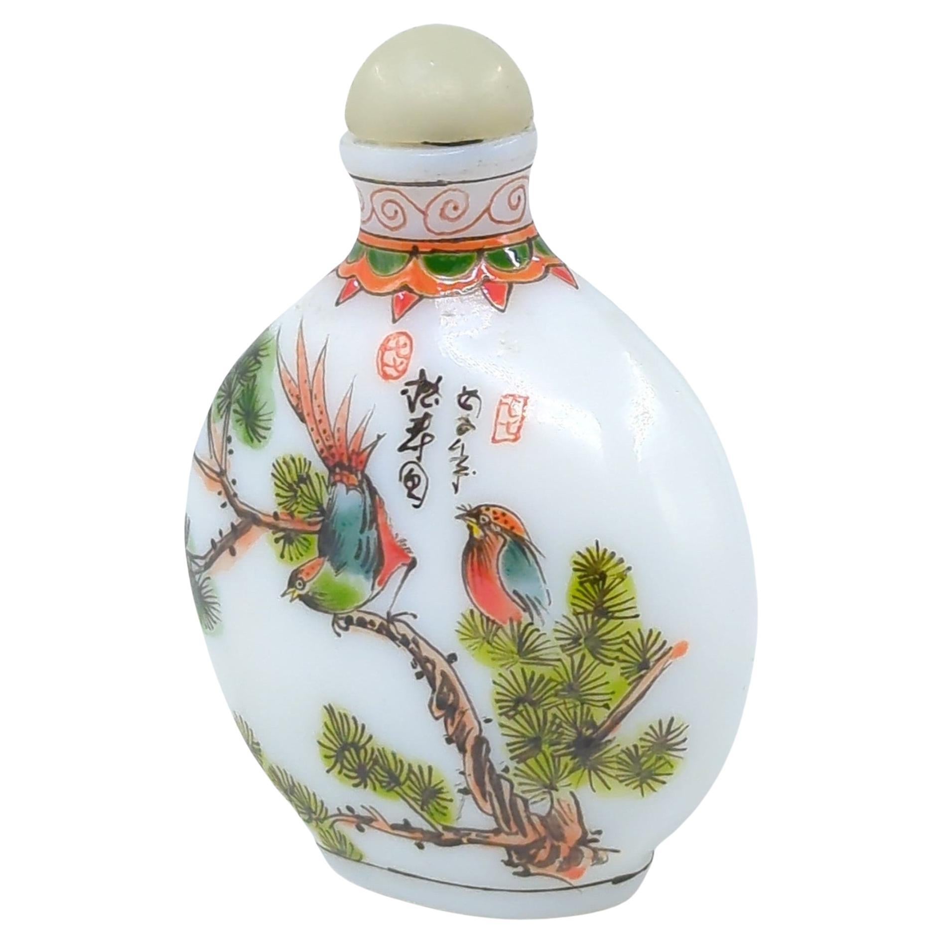 Chinese Enamel Milk Glass Snuff Bottle Guyuexuan Old Moon Pavillion Mark 20c For Sale 1