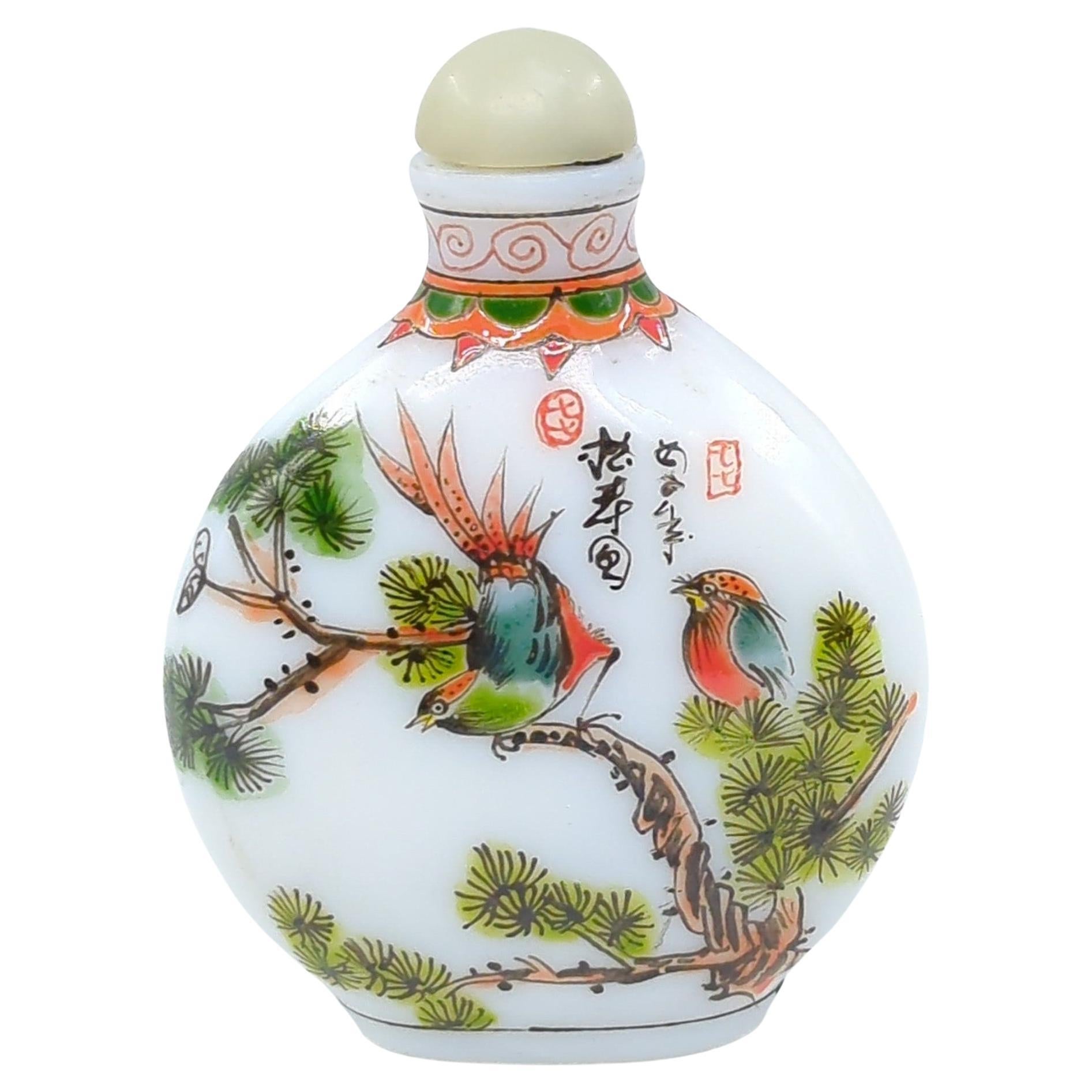 Qing Chinese Enamel Milk Glass Snuff Bottle Guyuexuan Old Moon Pavillion Mark 20c For Sale