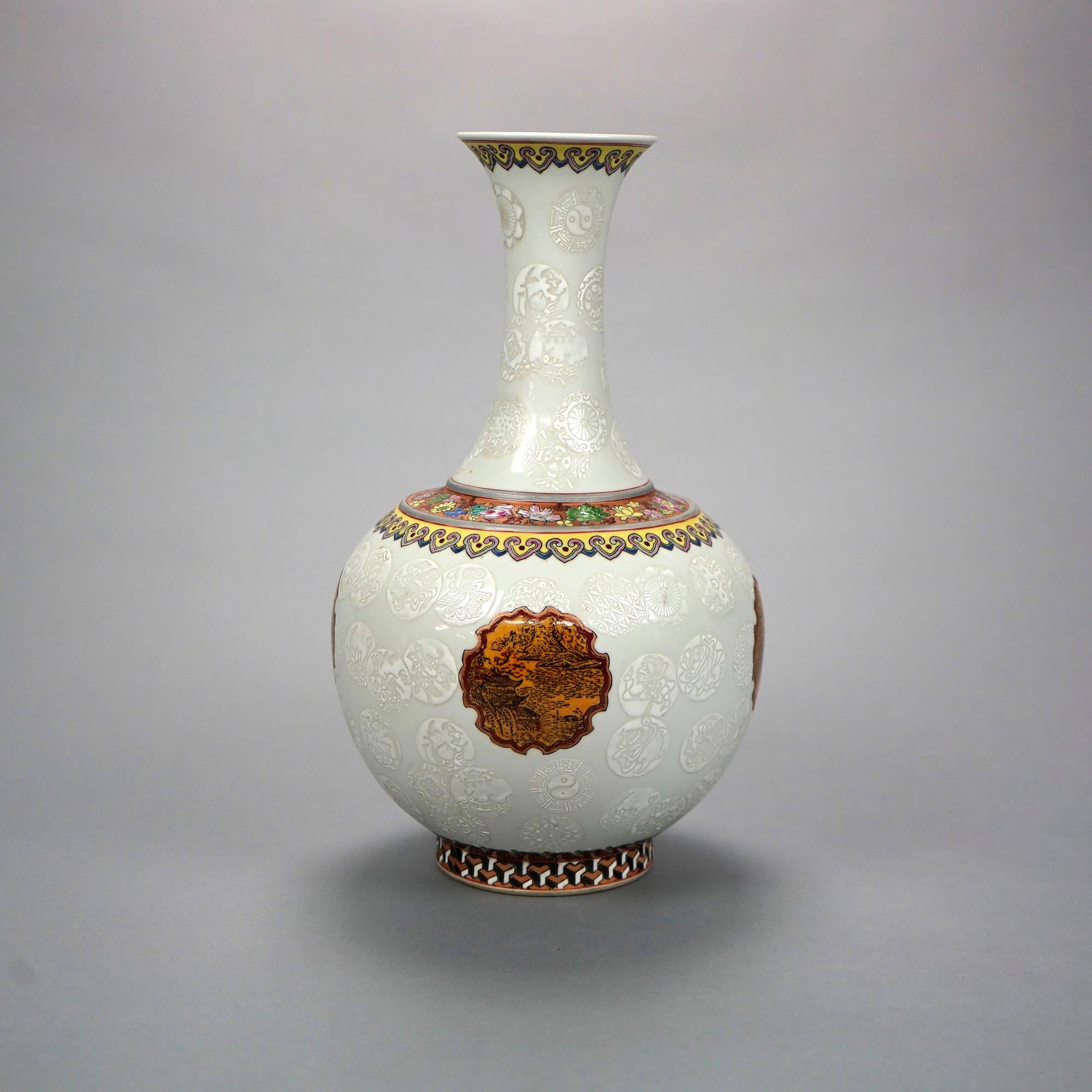 Chinese Enamel Porcelain Vase 20th C In Good Condition In Big Flats, NY
