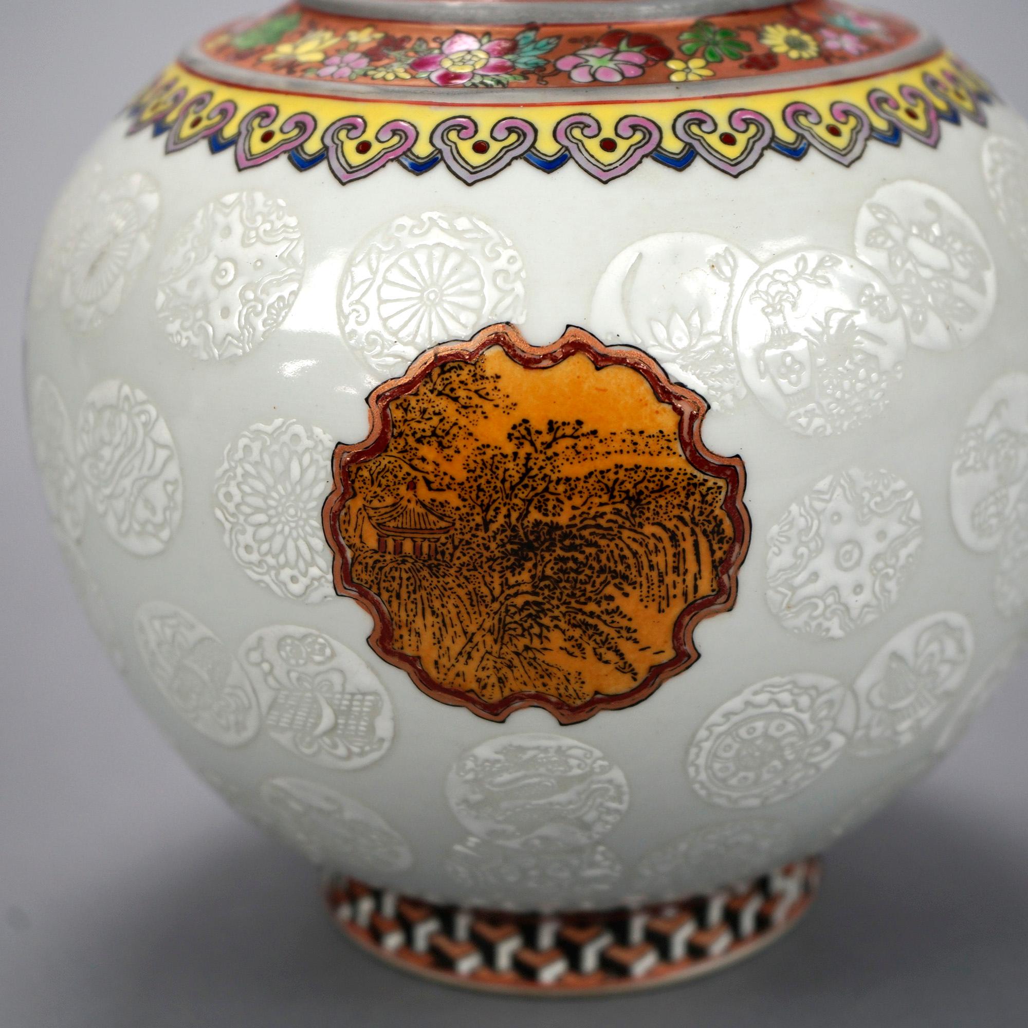 Chinese Enamel Porcelain Vase 20th C 4