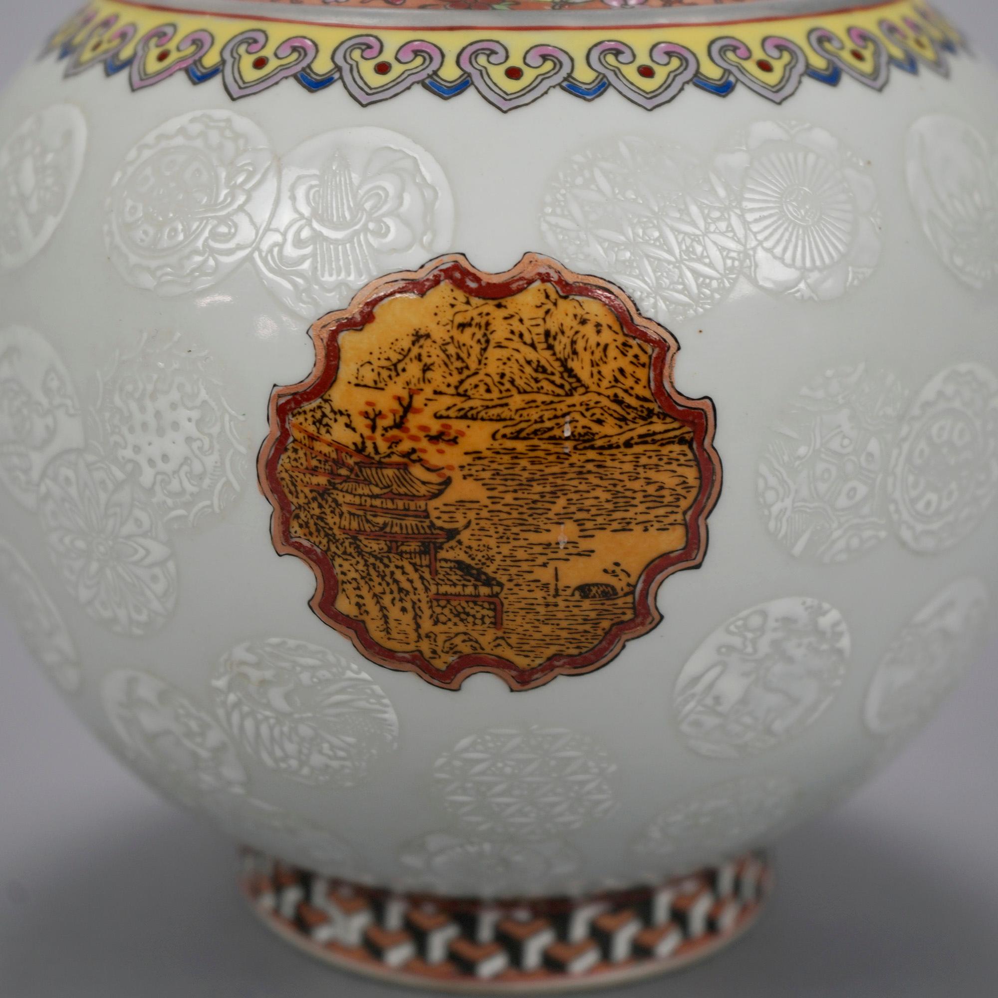 Chinese Enamel Porcelain Vase 20th C 5