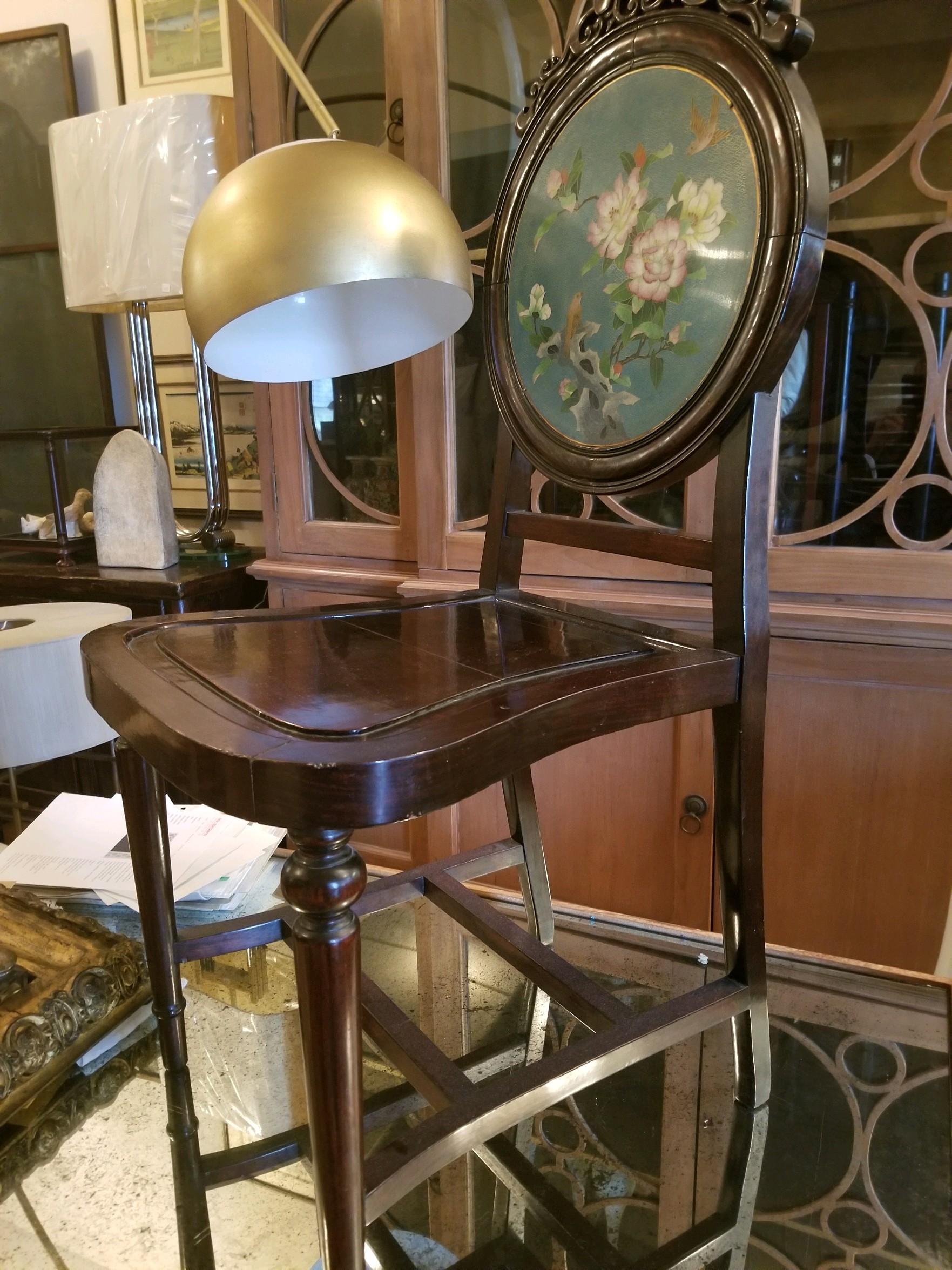 Anglo-Indian Chinese Enameled Back Hall Chair