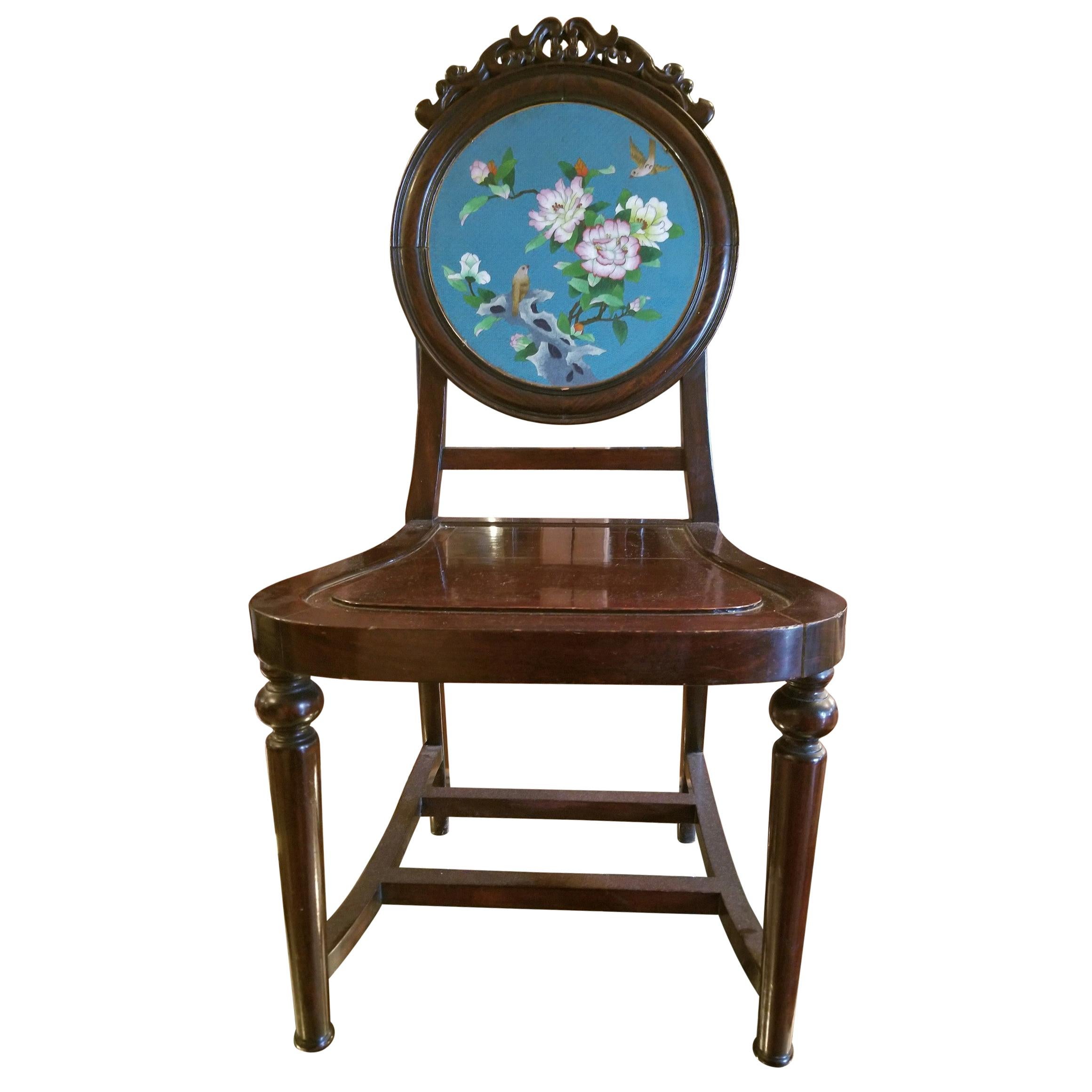 Chinese Enameled Back Hall Chair