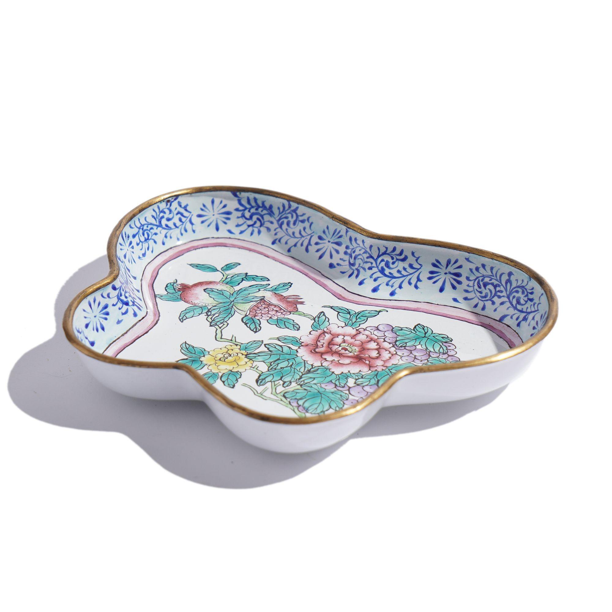 20th Century Chinese enameled butterfly shaped pin tray, c. 1950 For Sale