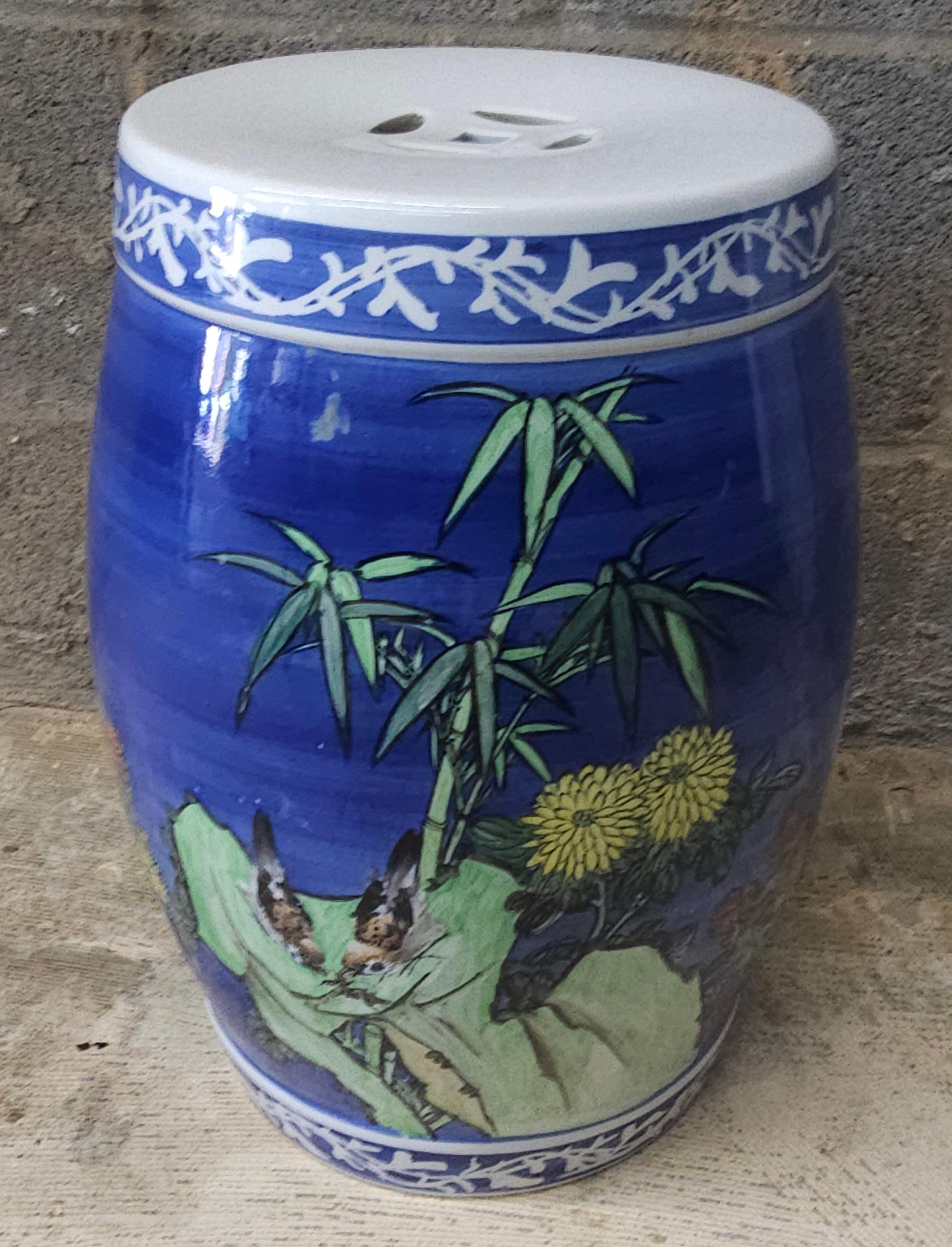Exportation chinoise Tabouret de jardin chinois en céramique émaillée en vente