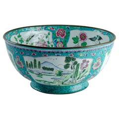 Antique Chinese Enameled Copper Bowl