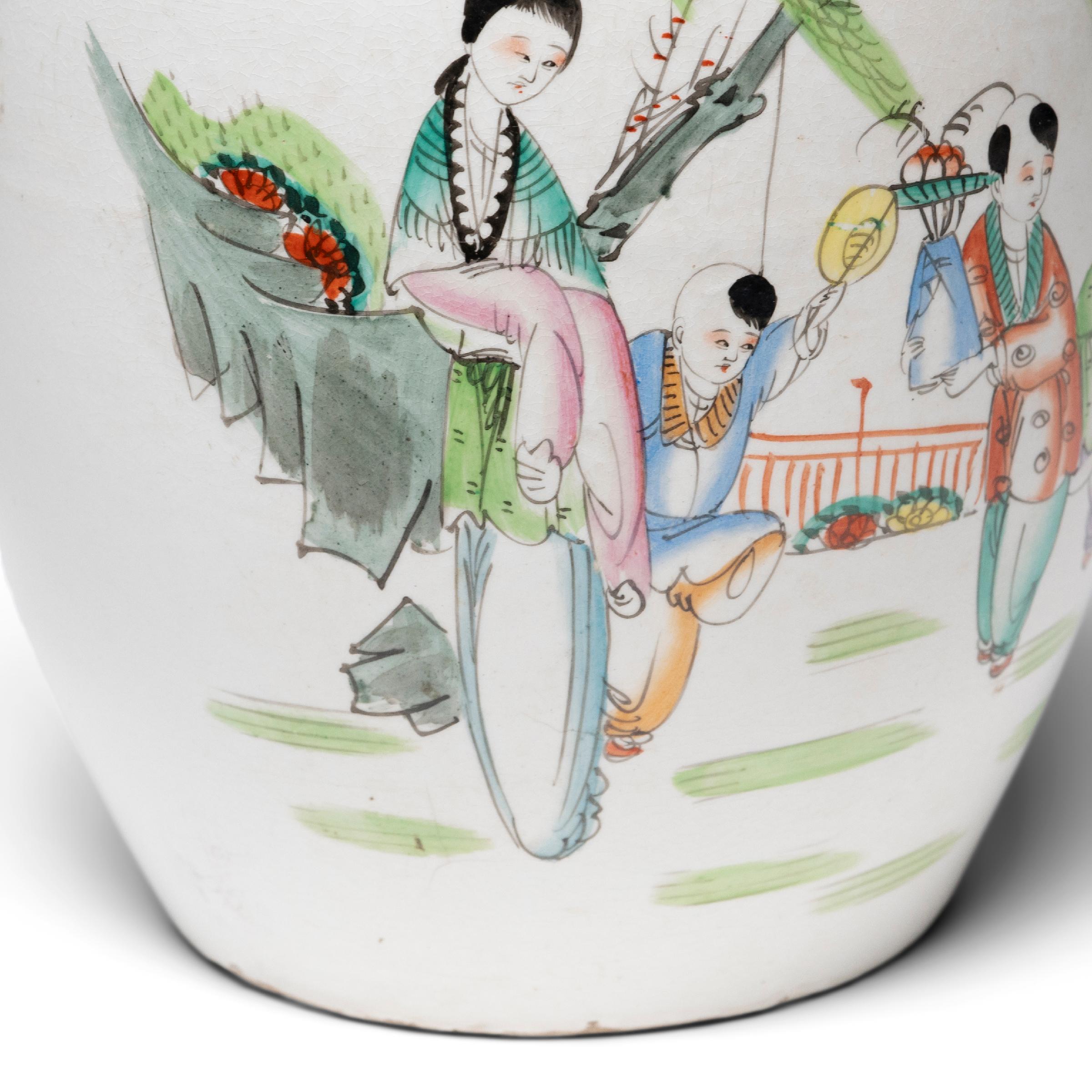 20th Century Chinese Enameled Ginger Jar with Children at Play, c. 1900 For Sale