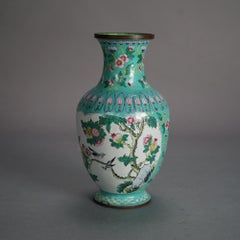 Chinese Enameled & Polychromed Vase with Garden Scene & Bird 20thC
