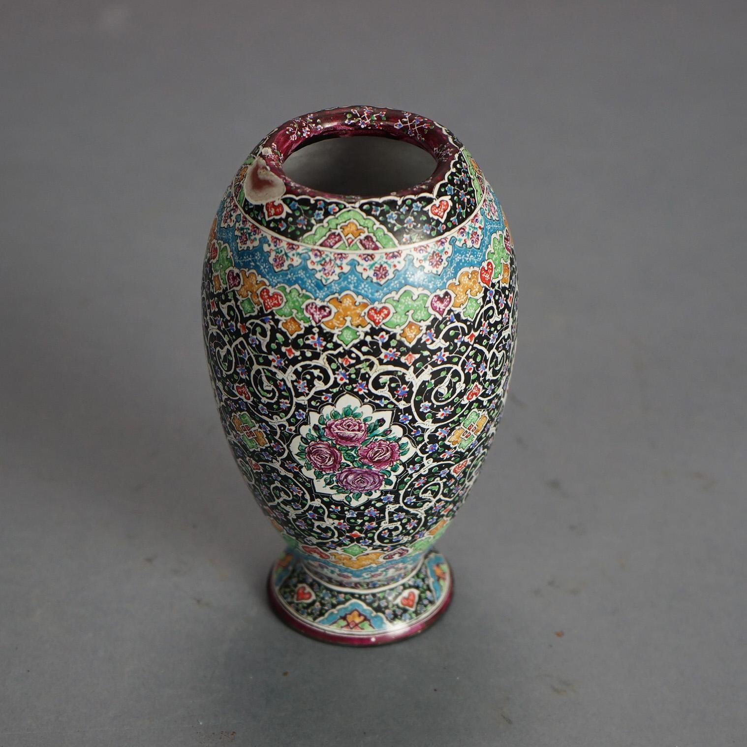 Chinese Enameled & Polychromed Footed Vase with Tree of Life & Birds 20thC
Measures - 5.75