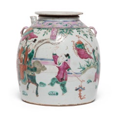 Chinese Enamelware Teapot with Goddess of Fertility, c. 1920