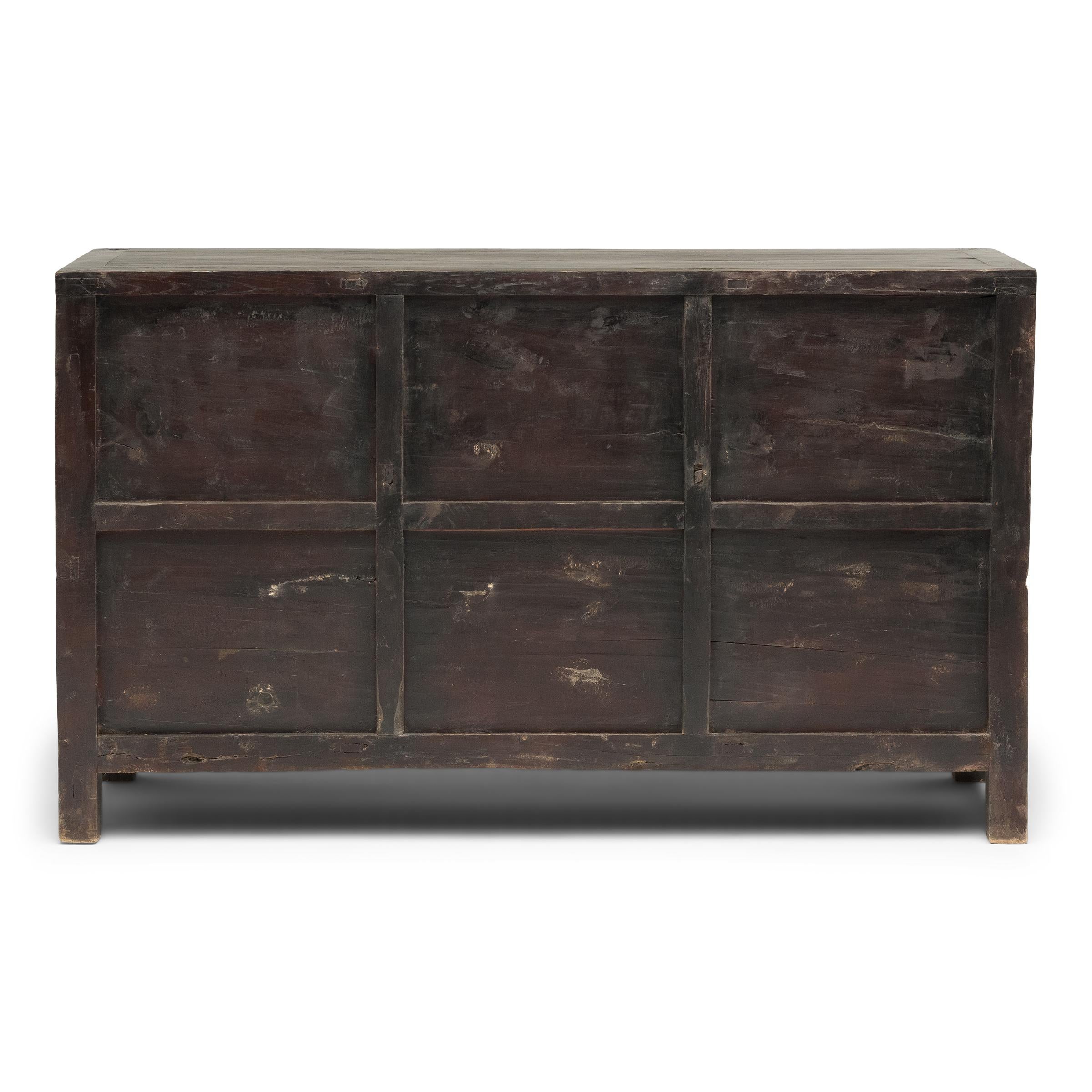 Elm Chinese Enchanted Garden Coffer, c. 1850 For Sale