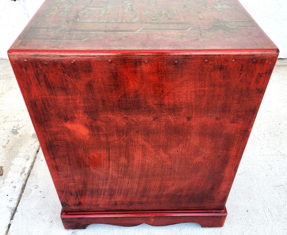 Chinese End Table Nightstand Cabinet Vinyl Wrapped For Sale 10