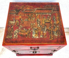 Chinese End Table Nightstand Cabinet Vinyl Wrapped