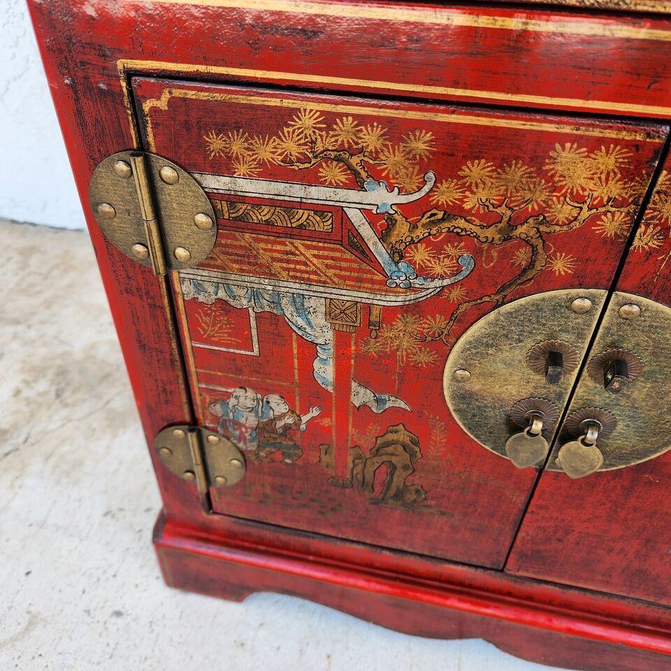 Chinese End Table Nightstand Cabinet Vinyl Wrapped For Sale 1