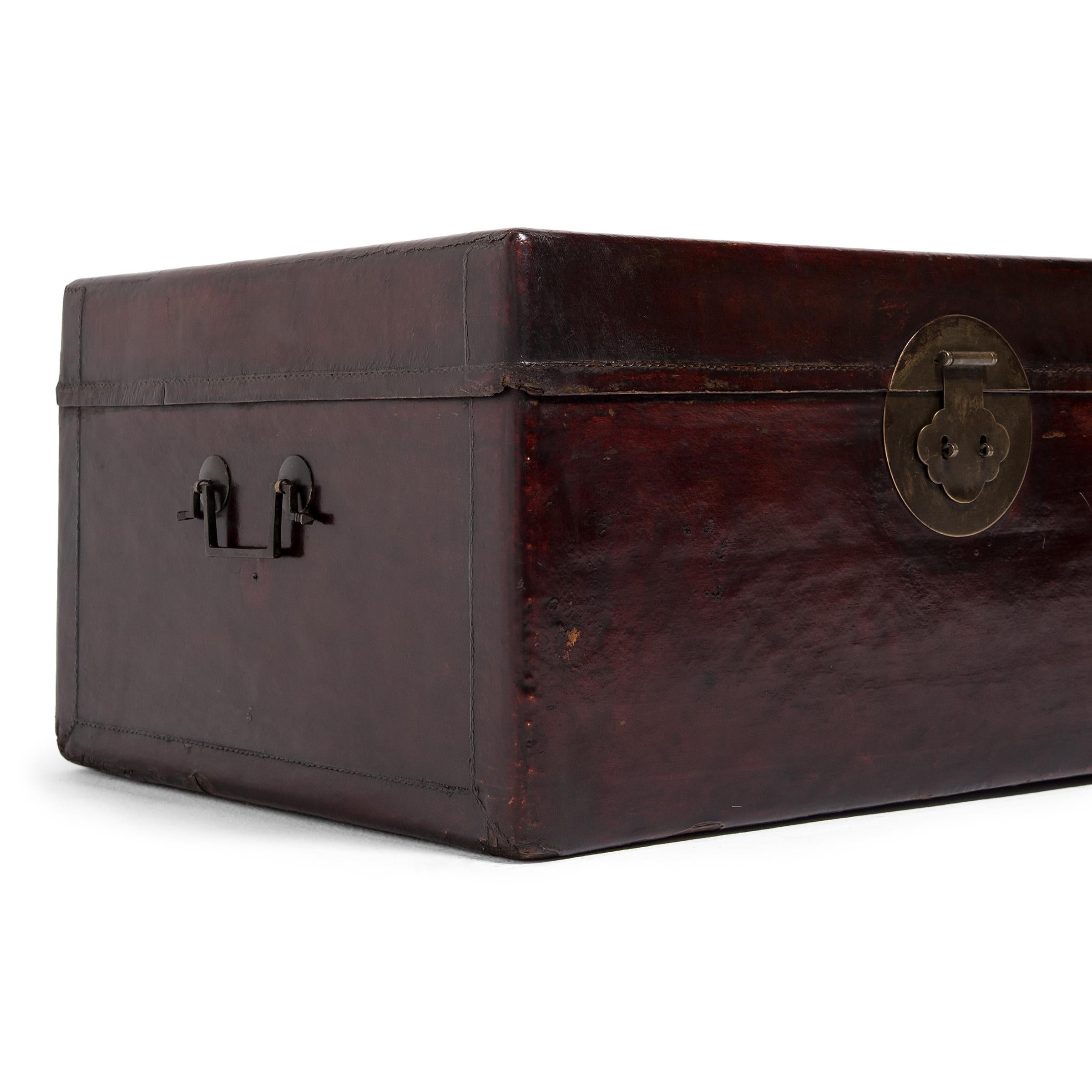 Brass Chinese Essential Hide Trunk, c. 1900