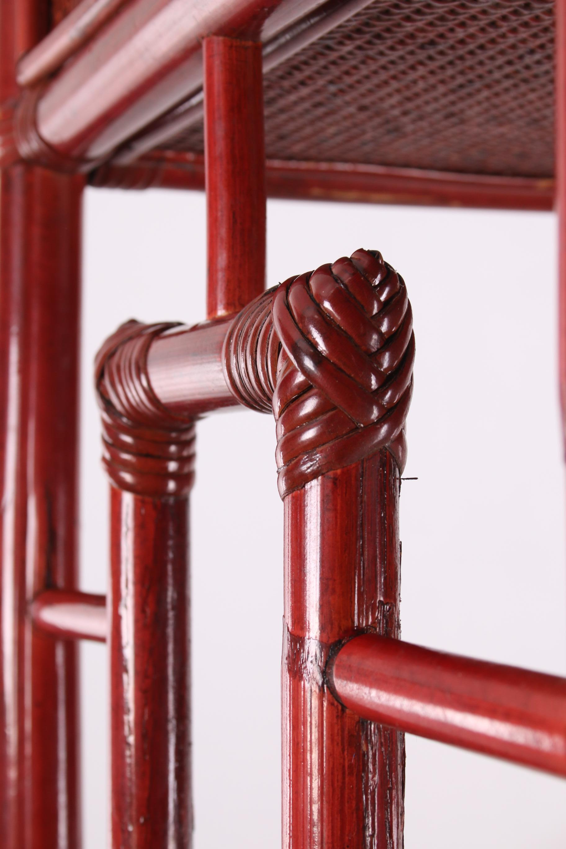 Chinese Etagere or Room Divider of Bamboo in Old Red, 19th Century In Good Condition In Oostrum-Venray, NL