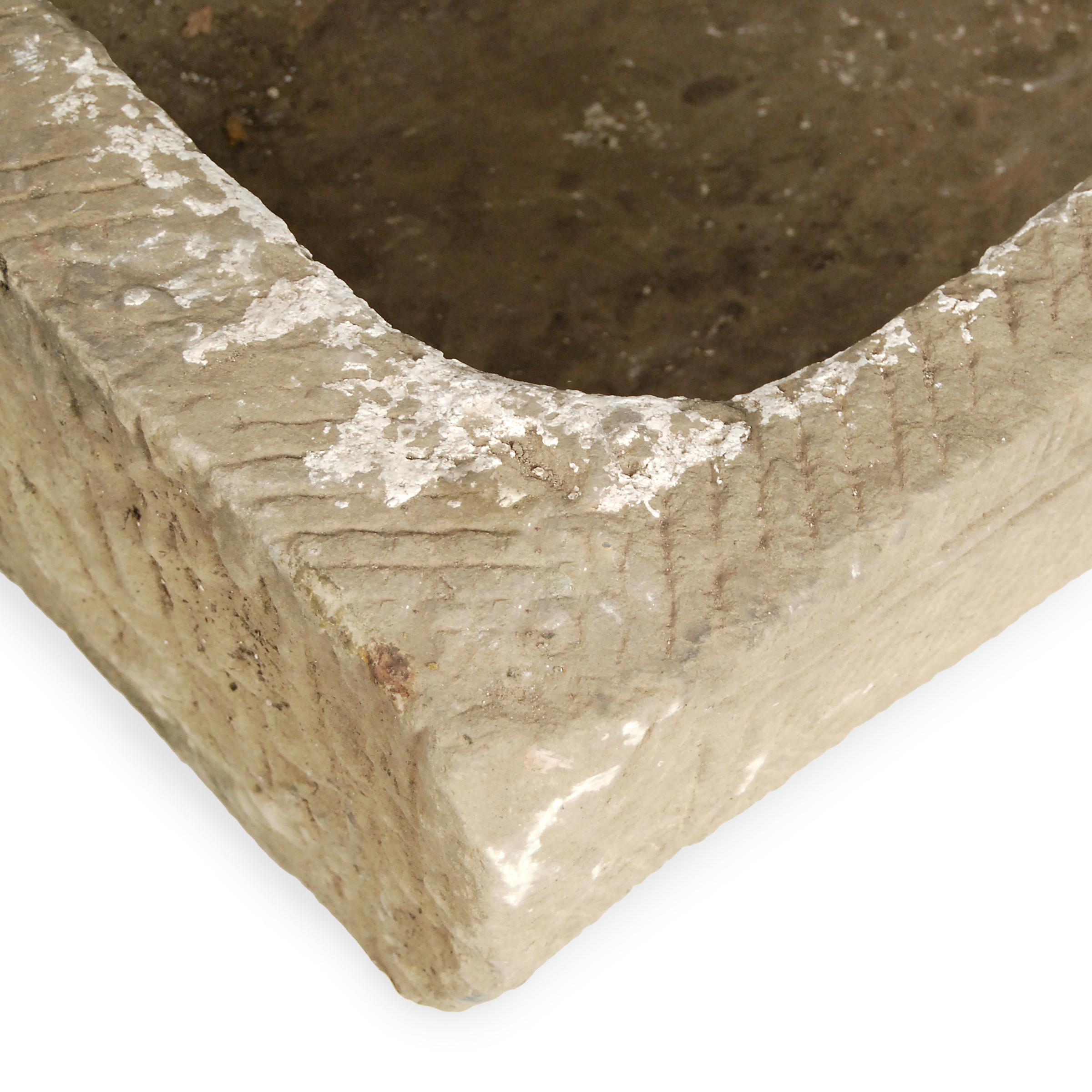 Qing Chinese Etched Limestone Trough, c. 1800 For Sale
