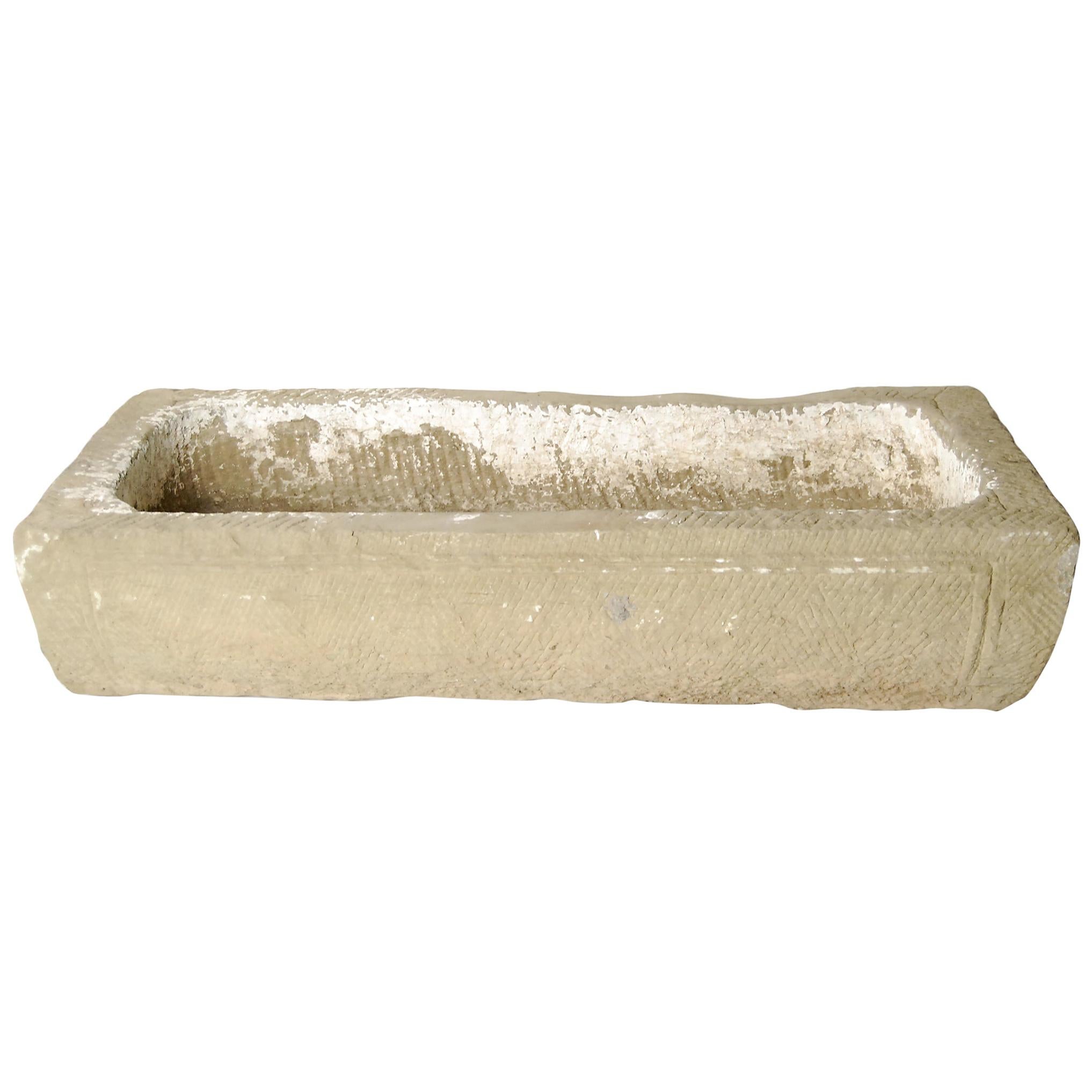 Chinese Etched Limestone Trough, c. 1800 For Sale