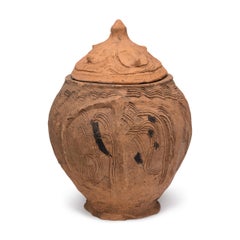 Chinese Etched Terracotta Lotus Jar, Yuan Dynasty, c. 1300