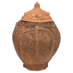 Chinese Etched Terracotta Lotus Jar, Yuan Dynasty, c. 1300