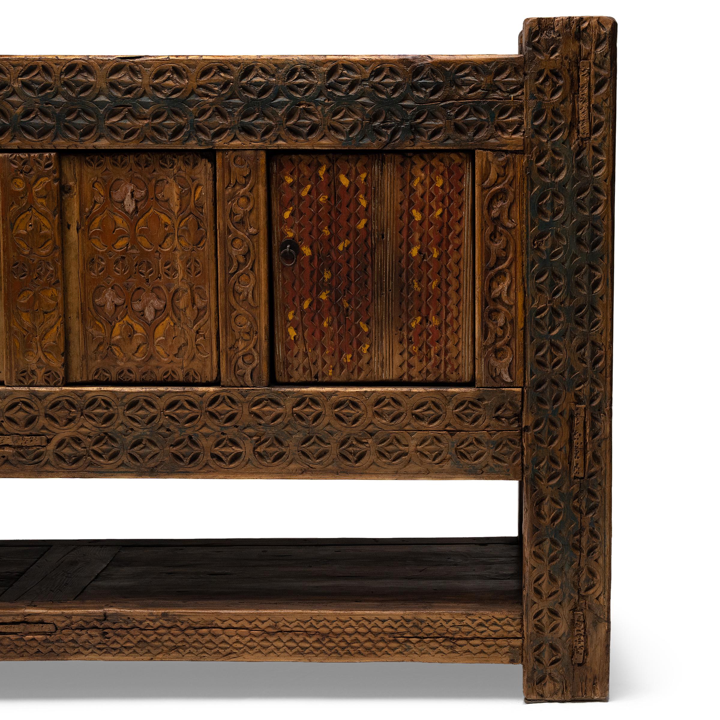Hand-Carved Chinese Eternal Prosperity Storage Coffer, c. 1900 For Sale