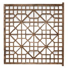 Used Chinese Eternity Lattice Window Panel, circa 1900