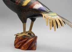 Chinese Exceptional and Large Cloisonne Enamel Pheasant Sculpture, 20th Century