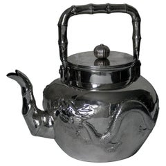 Chinese Export 19th Century Antique Sterling Silver 3-Piece Tea Set